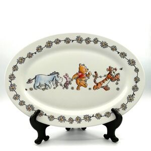 Disney‎ Winnie The Pooh Daisy Chain Ceramic Oval 14" Plate Serving Dish Platter